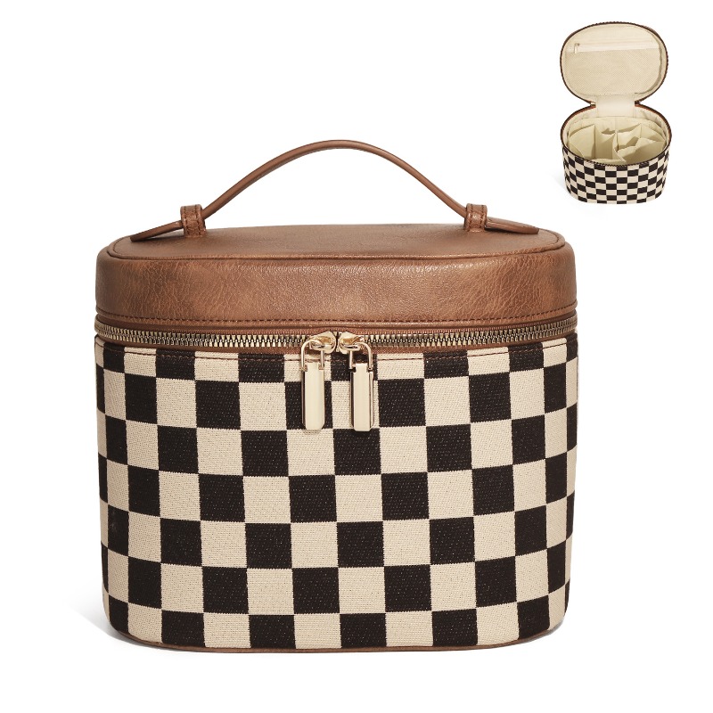 Luxury Skincare Aesthetic - Trousse de Maquillage Damier Rétro de